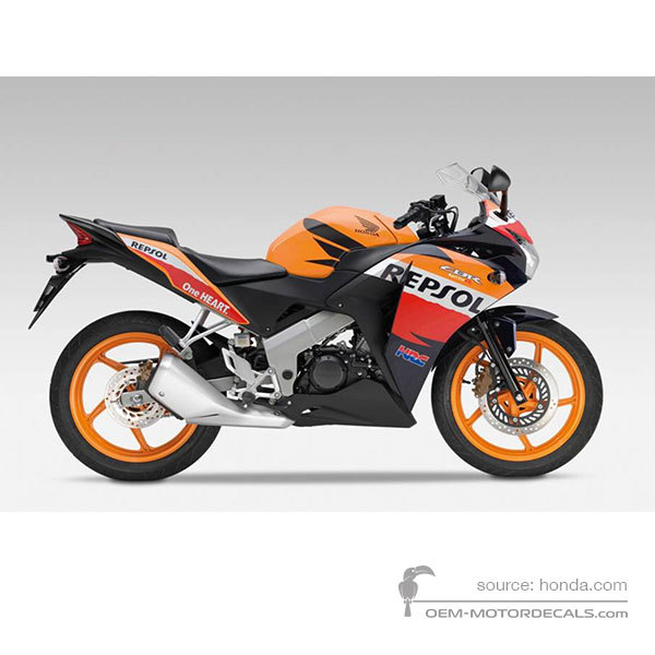 Adesivi per Honda CBR125R 2013 - Arancione • Honda Adesivi OEM