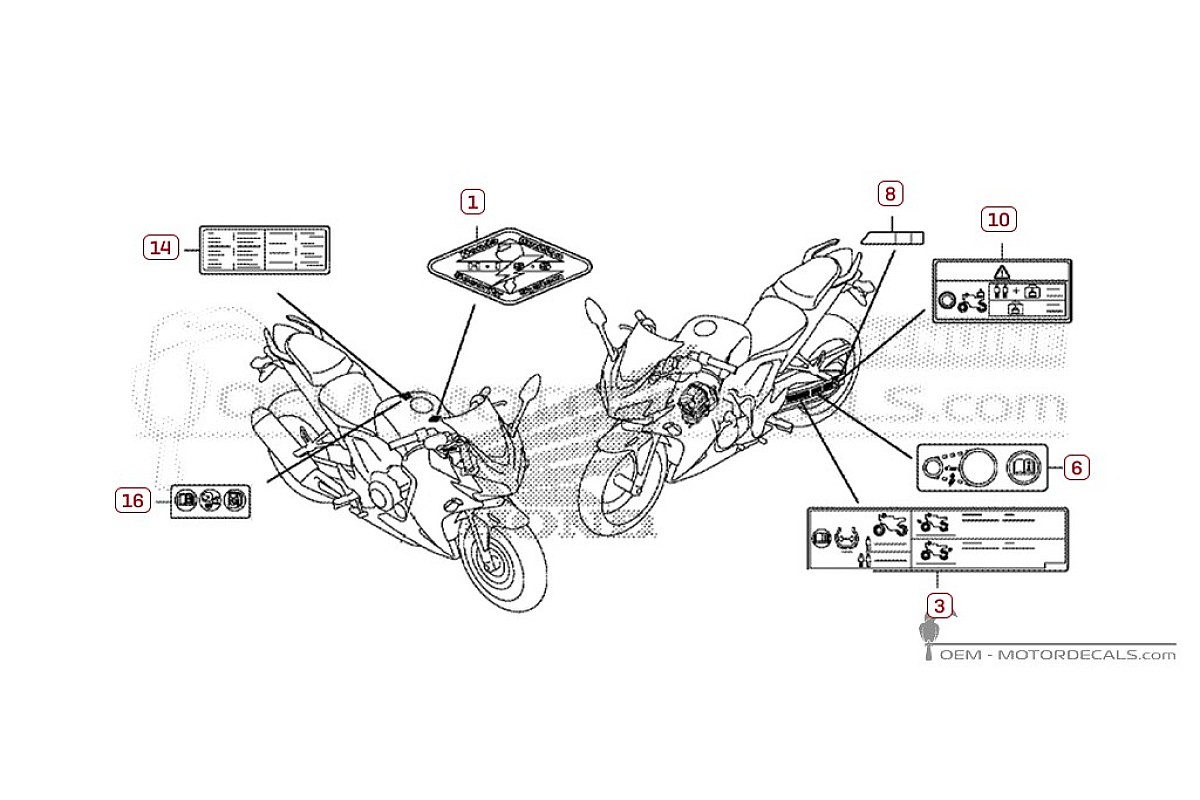 Pegatinas para Etiquetas de precaución • Honda Pegatinas OEM