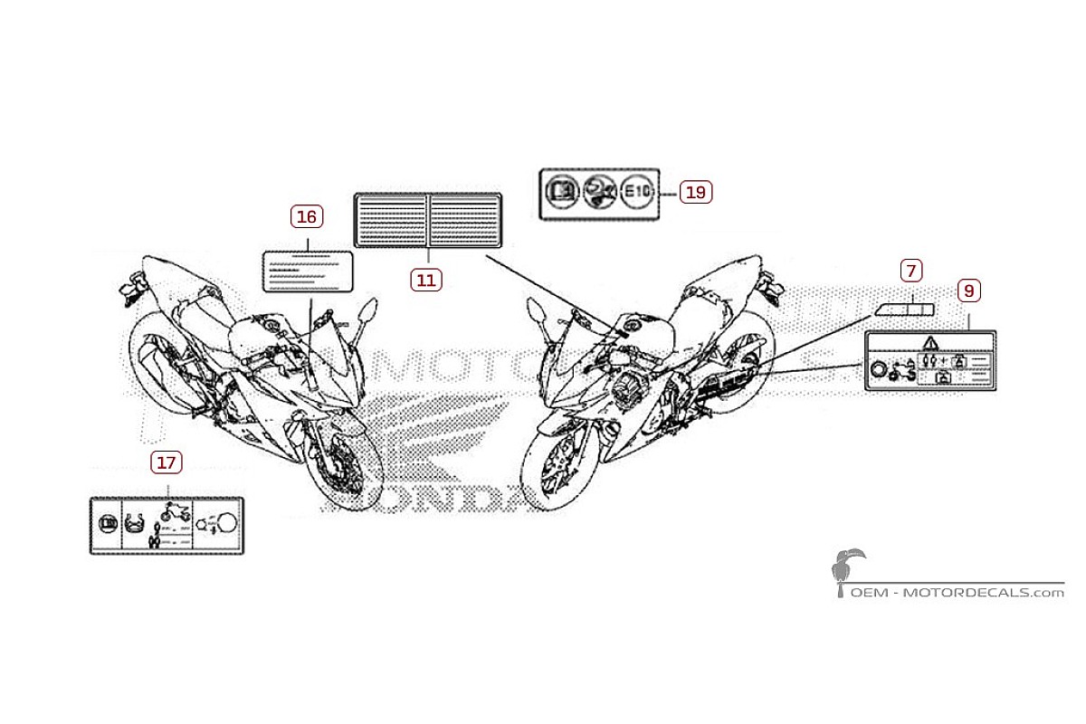 Autocollants pour Étiquettes d'avertissement • Honda Autocollants OEM