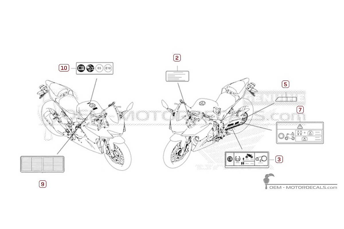 Stickers voor Waarschuwingslabels • Honda OEM Stickers