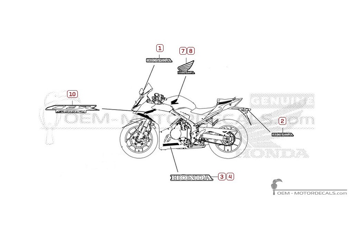 Autocollants pour Honda CBR500R 2025 • Honda Autocollants OEM