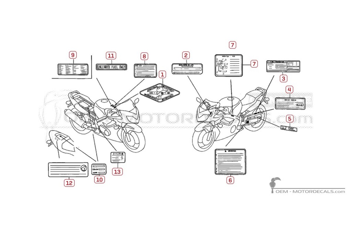 Decals for Caution labels • Honda OEM Decals