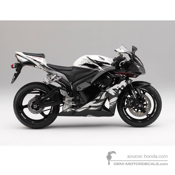 Adesivi per Honda CBR600RR 2010 - Nero Bianco • Honda Adesivi OEM