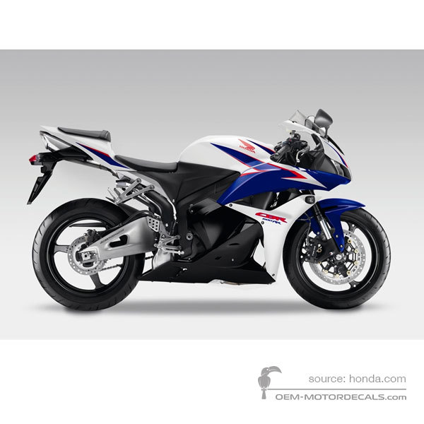 Decals for Honda CBR600RR 2011 - White • Honda OEM Decals