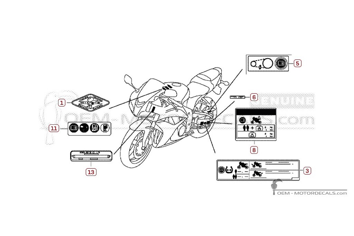 Autocollants pour Étiquettes d'avertissement • Honda Autocollants OEM