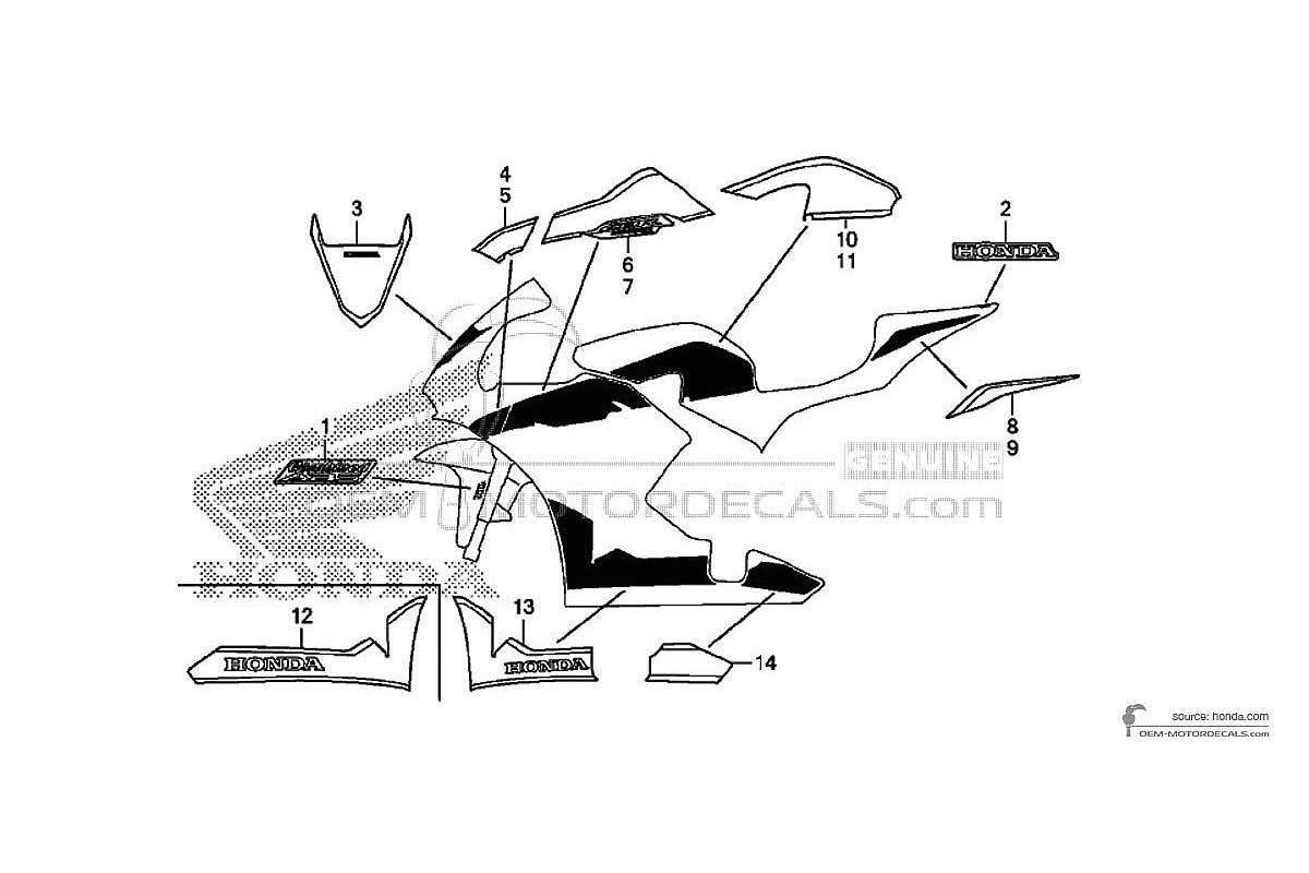 Naklejki do Honda CBR600RR 2018 - Czerwony • Honda Naklejki OEM