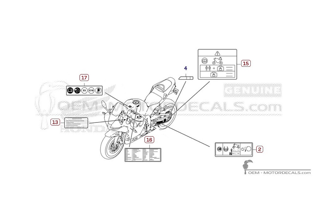 Adesivi per Etichette di avvertenza • Honda Adesivi OEM