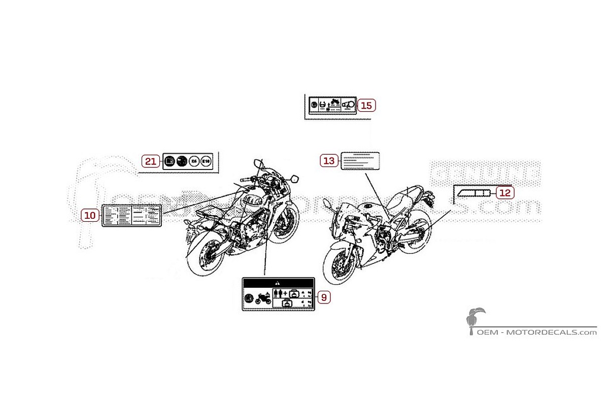 Adesivi per Etichette di avvertenza • Honda Adesivi OEM