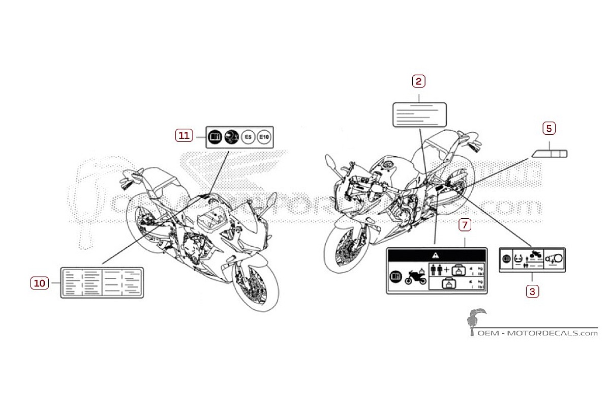 Autocollants pour Étiquettes d'avertissement • Honda Autocollants OEM
