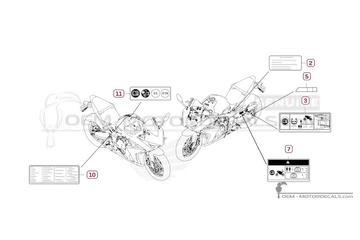 Stickers voor Waarschuwingslabels • Honda OEM Stickers