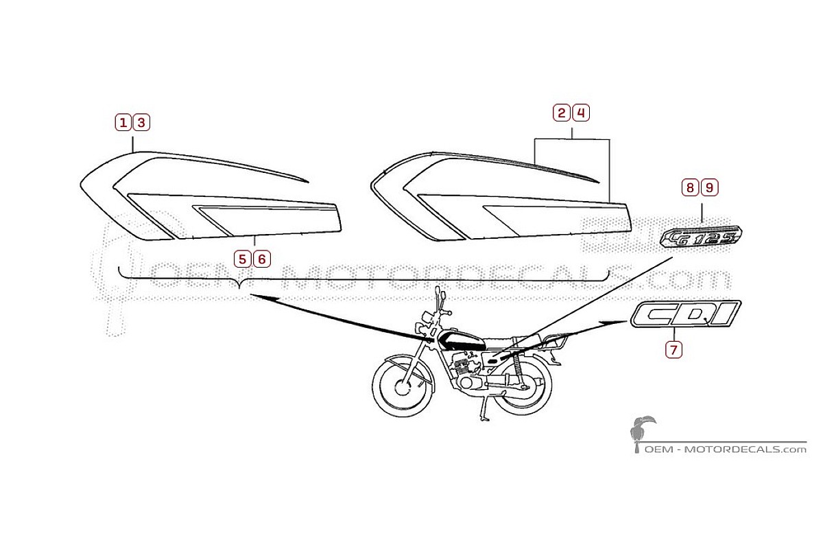 Stickers voor Honda CG125 1993 • Honda OEM Stickers