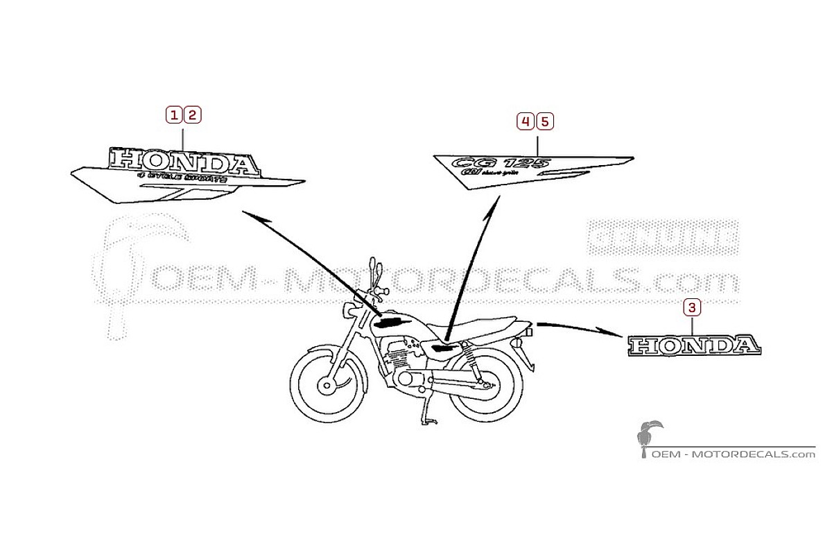 Adesivi per Honda CG125 1998 • Honda Adesivi OEM