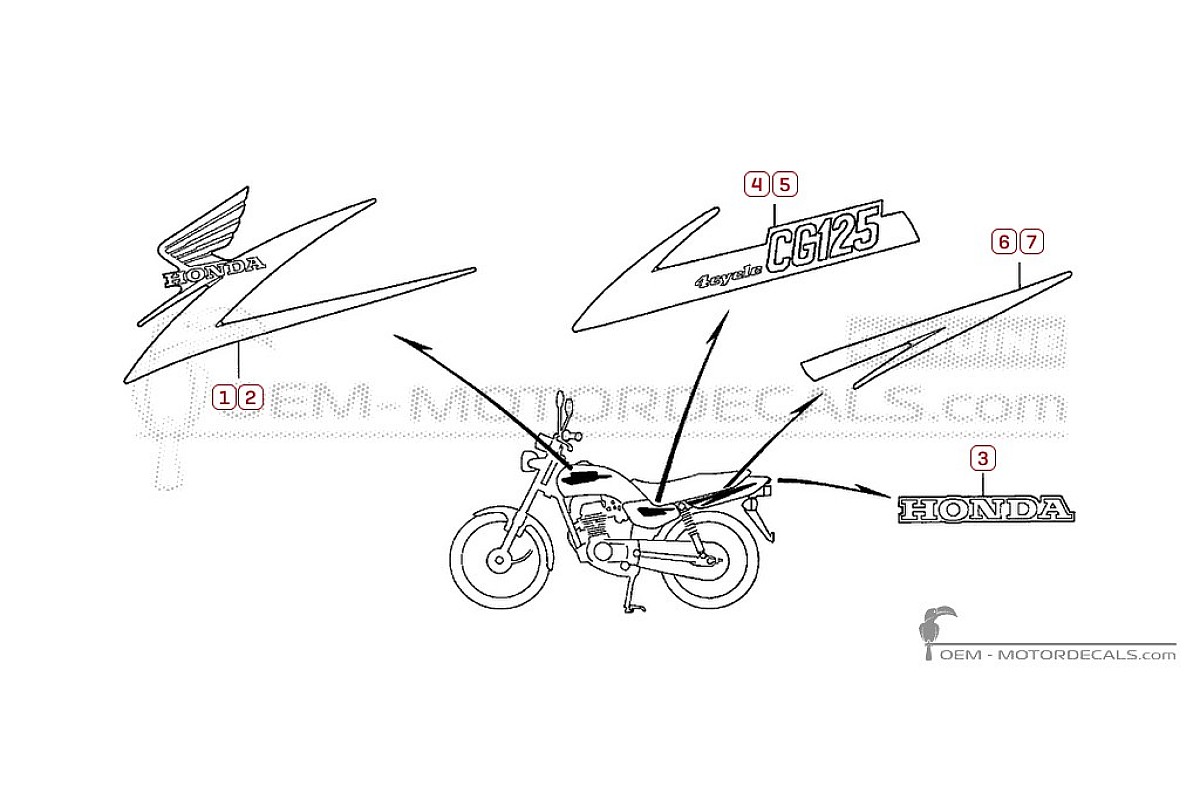 Stickers voor Honda CG125 2001 • Honda OEM Stickers