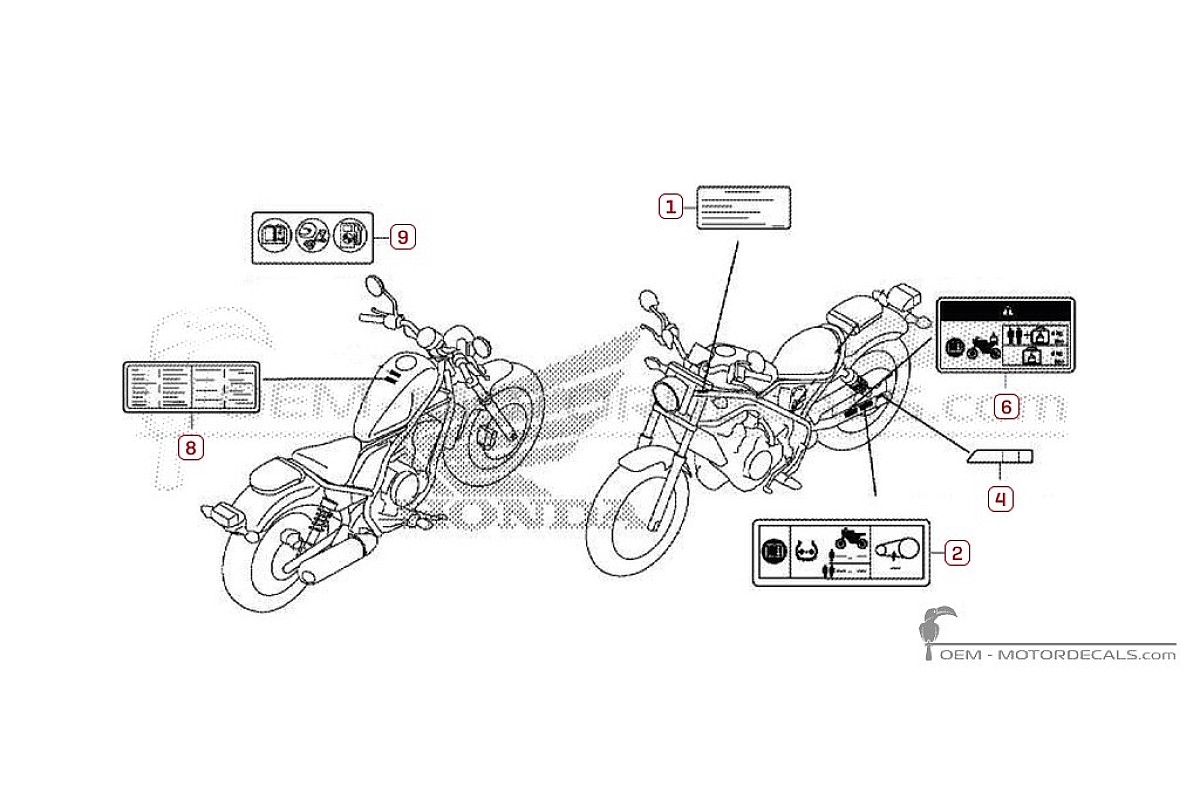 Aufkleber für Warnhinweise • Honda OEM-Aufkleber