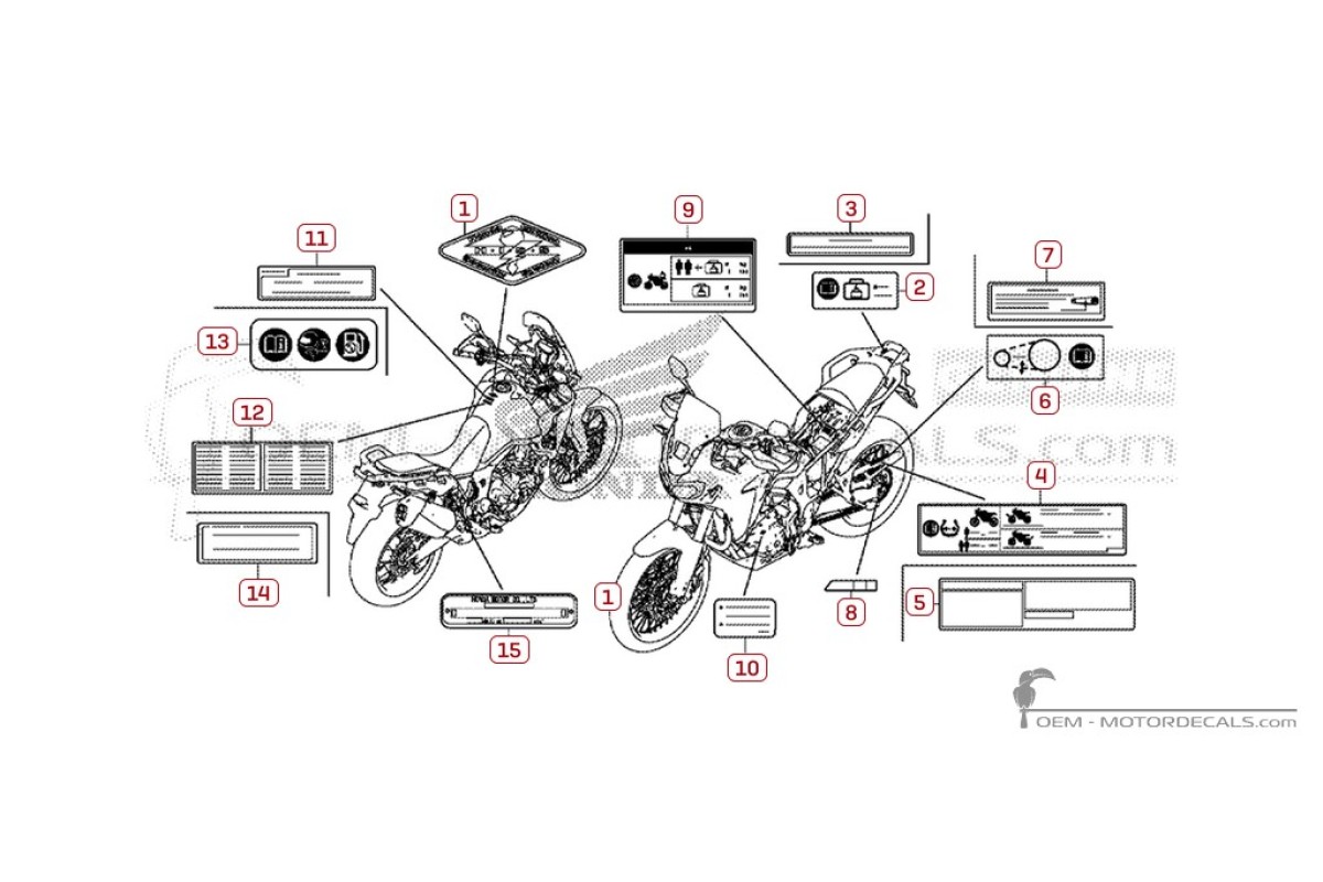 Autocollants pour Étiquettes d'avertissement • Honda Autocollants OEM