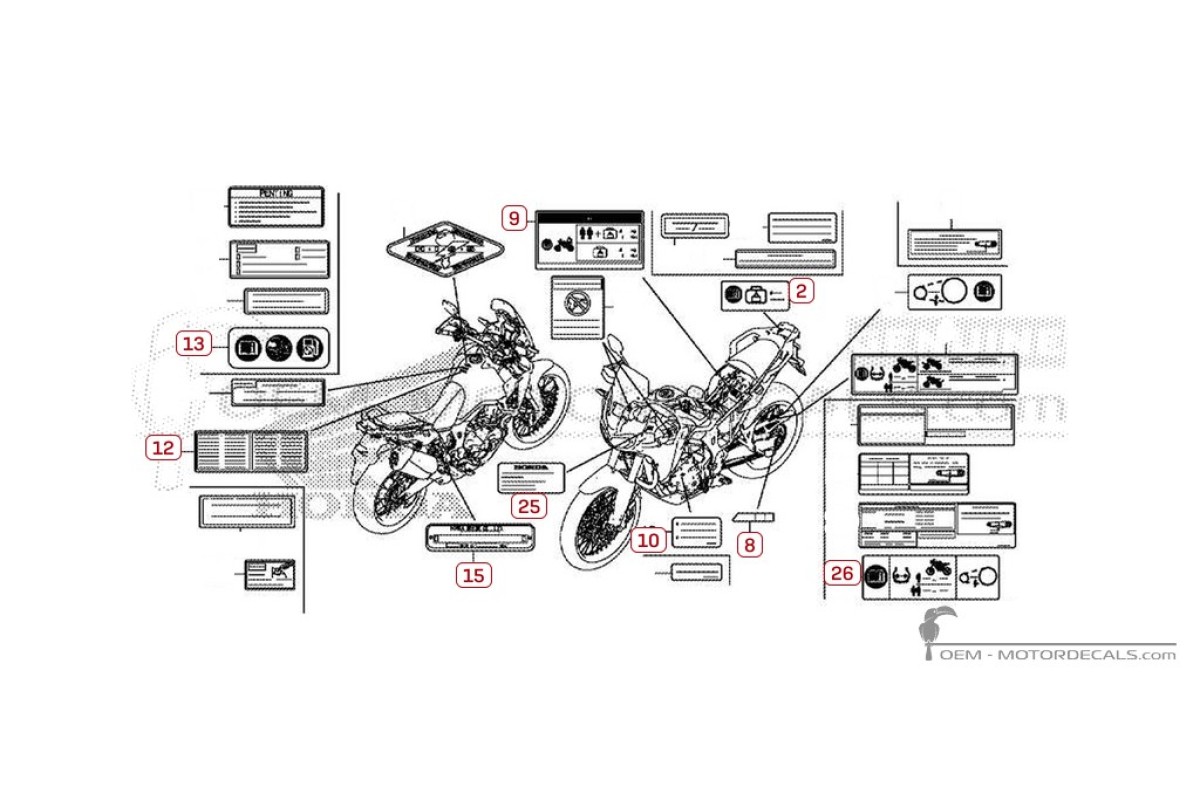 Autocollants pour Étiquettes d'avertissement • Honda Autocollants OEM