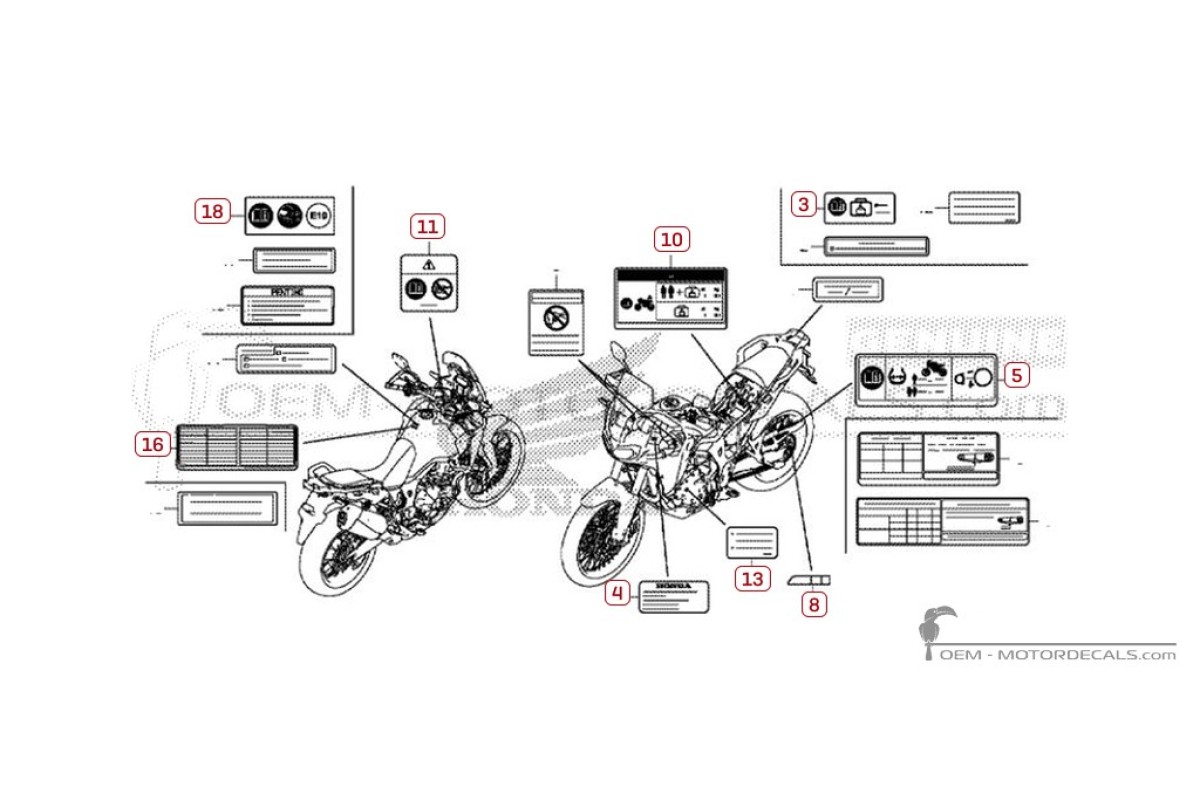 Autocollants pour Étiquettes d'avertissement • Honda Autocollants OEM