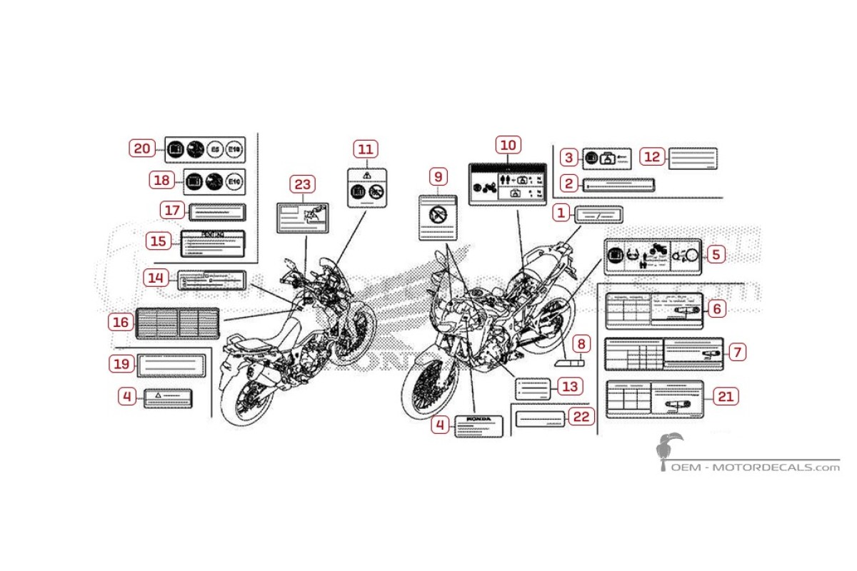 Autocollants pour Étiquettes d'avertissement • Honda Autocollants OEM