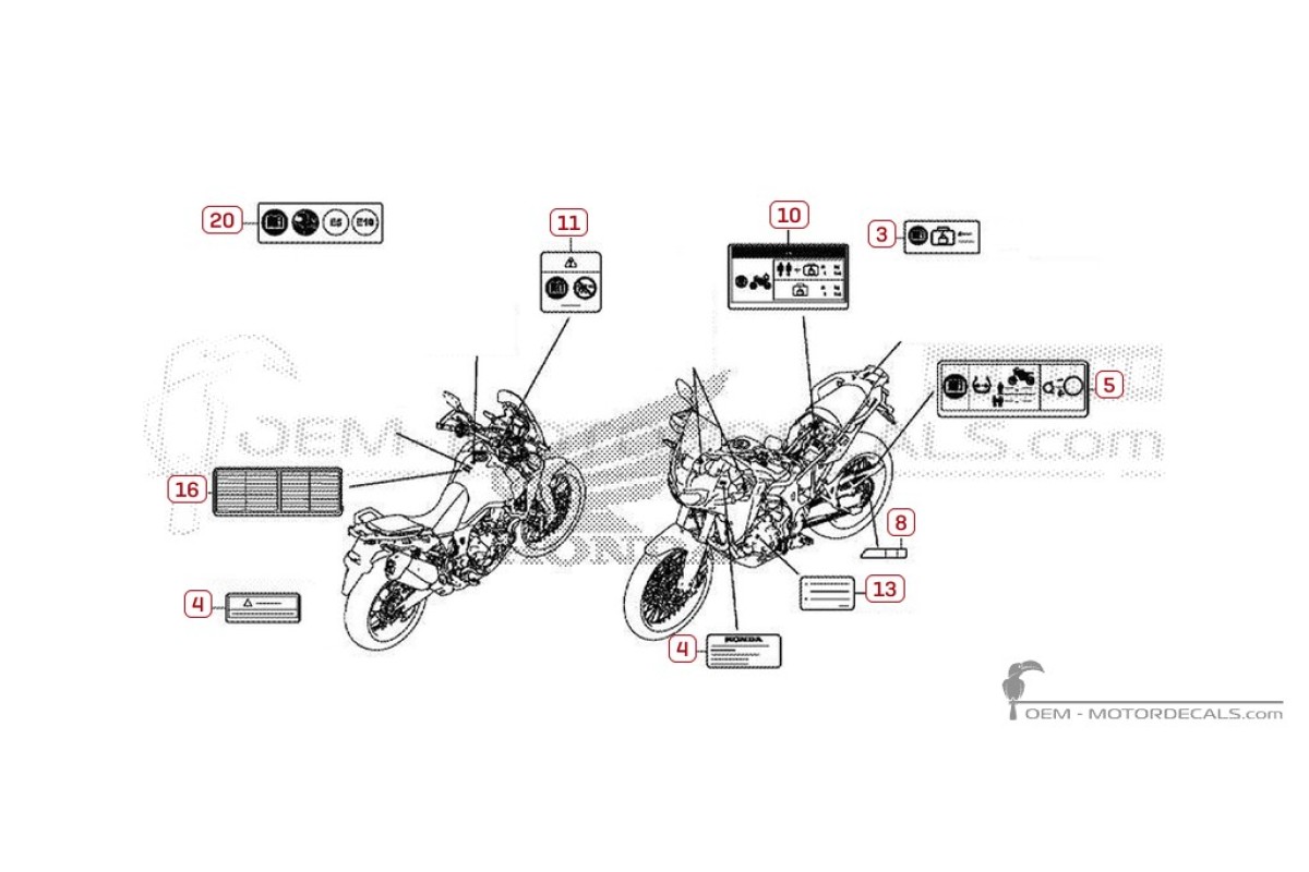 Autocollants pour Étiquettes d'avertissement • Honda Autocollants OEM