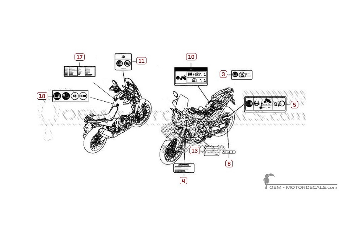 Stickers voor Waarschuwingslabels • Honda OEM Stickers