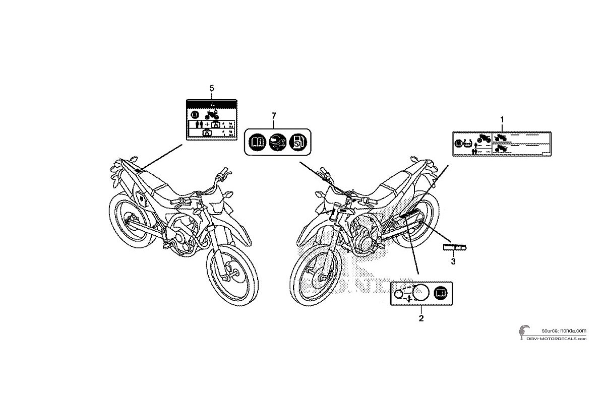 Autocollants pour Honda CRF250L 2013 - Étiquettes de mise en garde • Honda Autocollants OEM