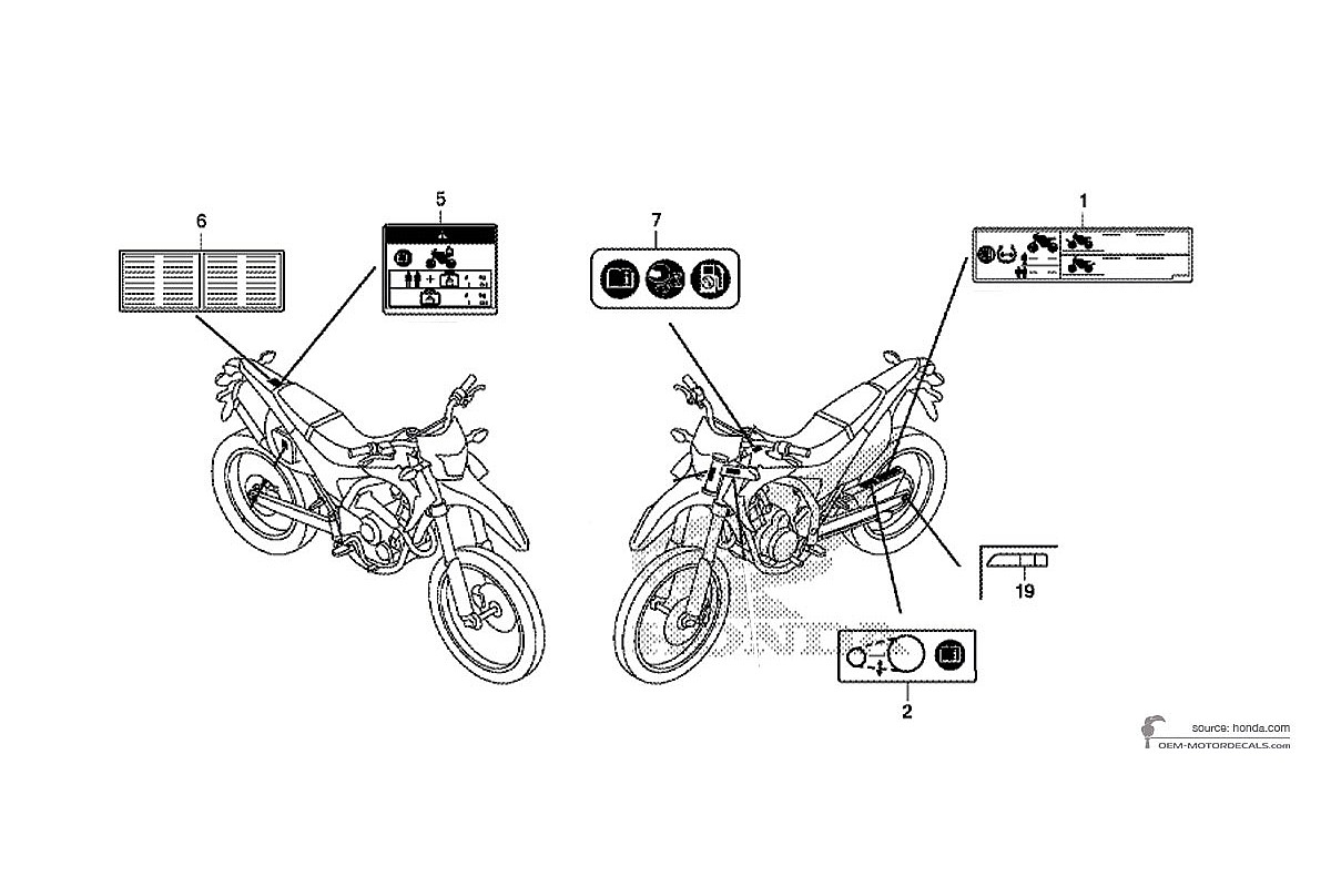 Aufkleber für Honda CRF250L 2015 - Vorsichtsetiketten • Honda OEM-Aufkleber