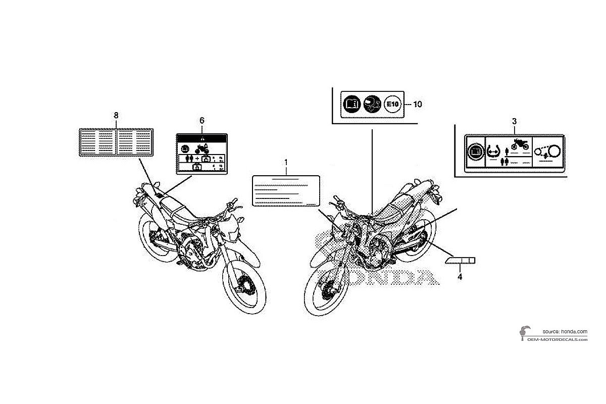 Adesivi per Honda CRF250L 2017 - Etichette di avvertenza • Honda Adesivi OEM