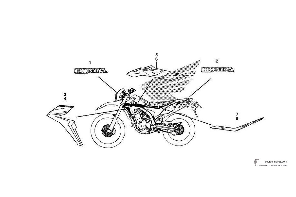 Adesivi per Honda CRF250L 2017 - Rosso • Honda Adesivi OEM
