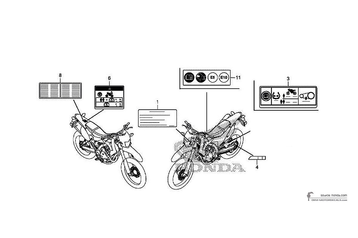 Aufkleber für Honda CRF250L 2019 - Vorsichtsetiketten • Honda OEM-Aufkleber