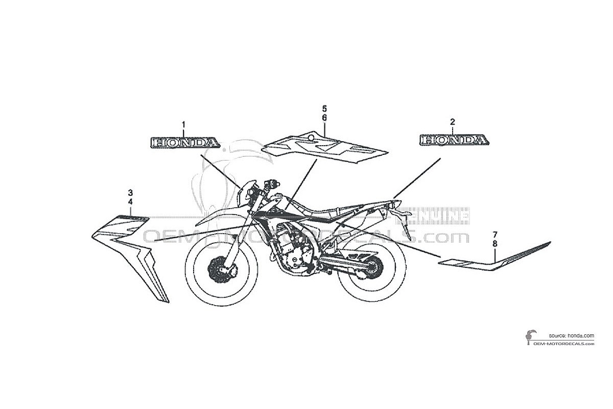 Aufkleber für Honda CRF250M 2017 - Rot • Honda OEM-Aufkleber