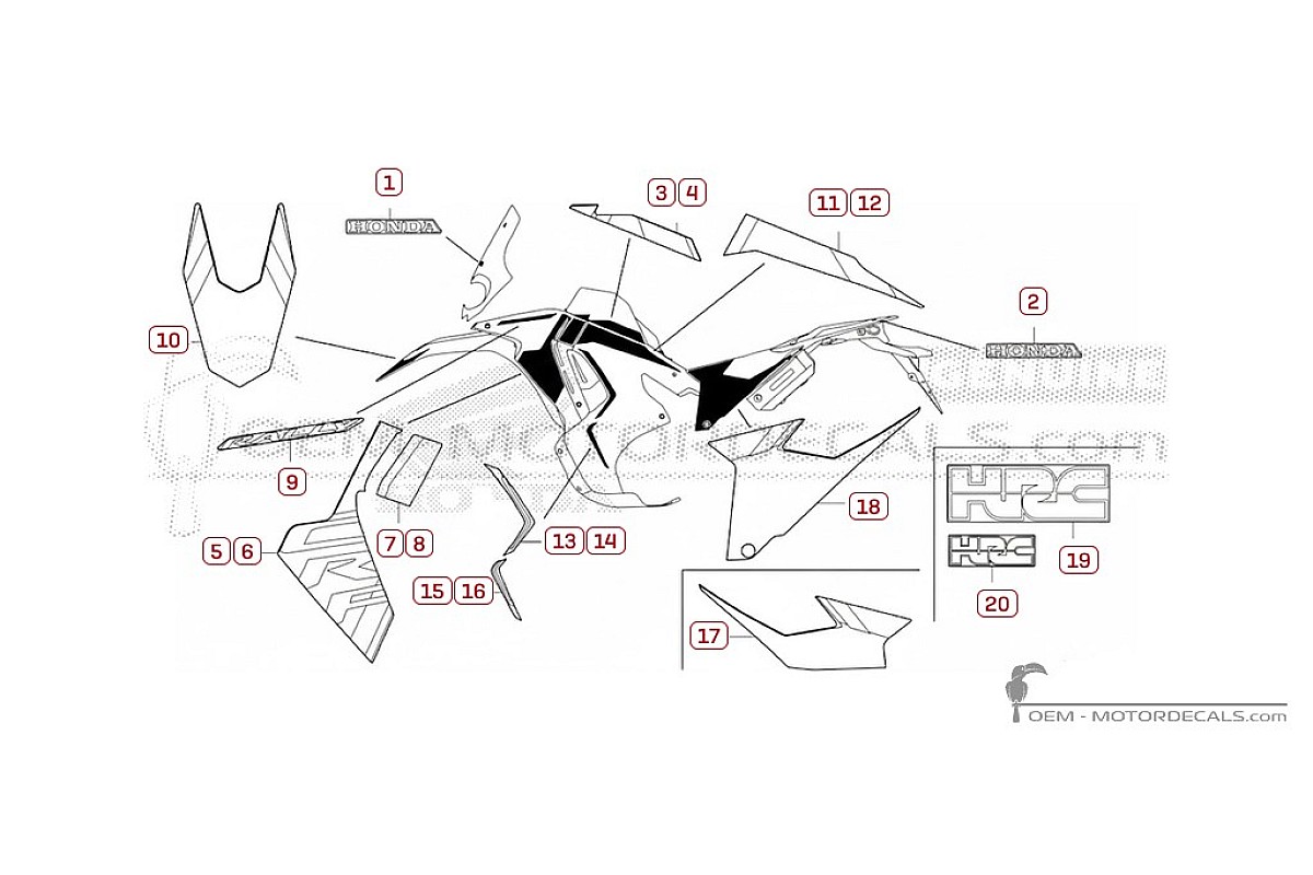 Pegatinas para Honda CRF300 Rally  2025 • Honda Pegatinas OEM
