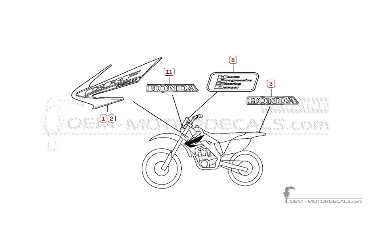 Decals for Honda CRF450X 2005 • Honda OEM Decals