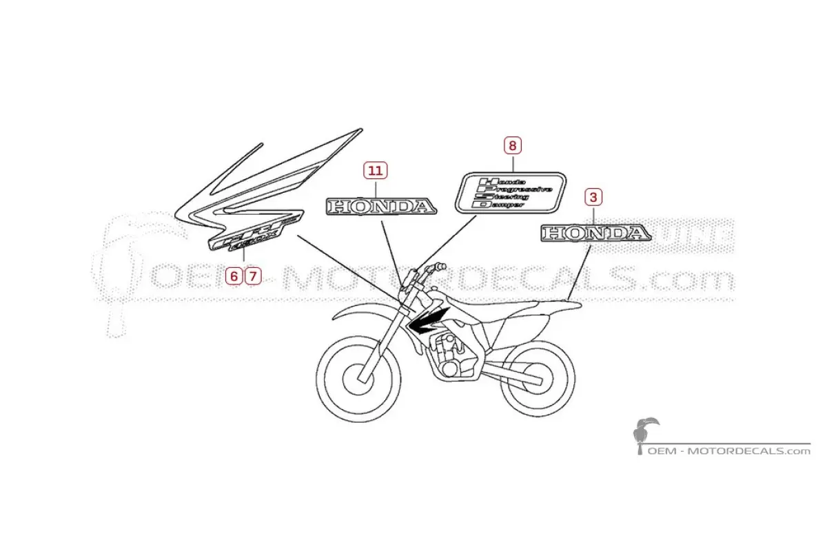 Decals for Honda CRF450X 2007 • Honda OEM Decals