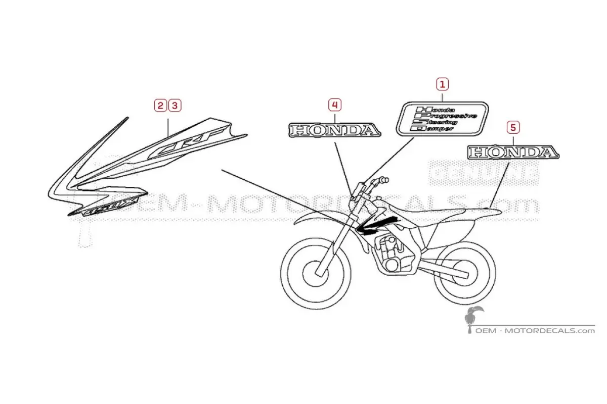 Decals for Honda CRF450X 2009 • Honda OEM Decals
