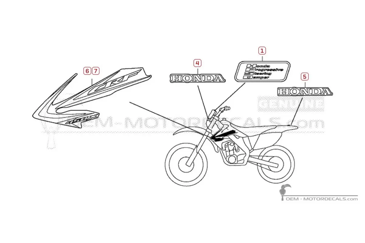 Decals for Honda CRF450X 2012 • Honda OEM Decals