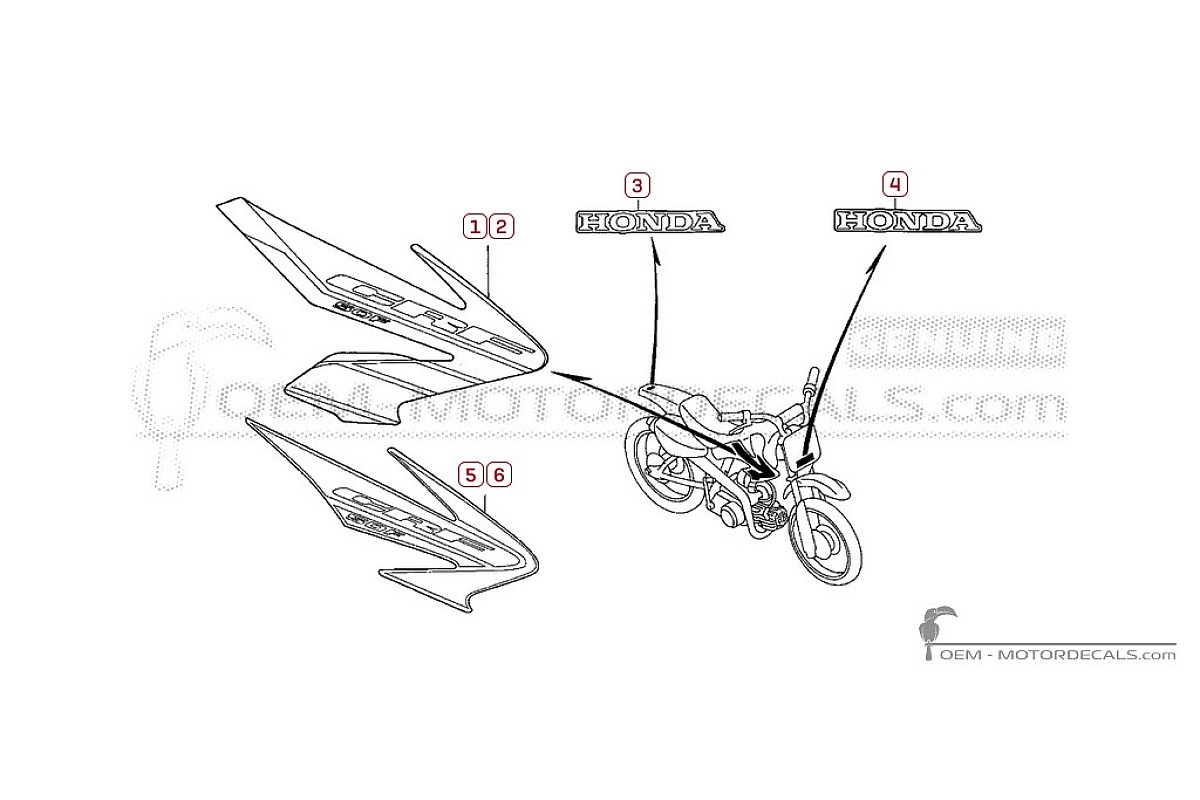 Aufkleber für Honda CRF50F 2005 • Honda OEM-Aufkleber