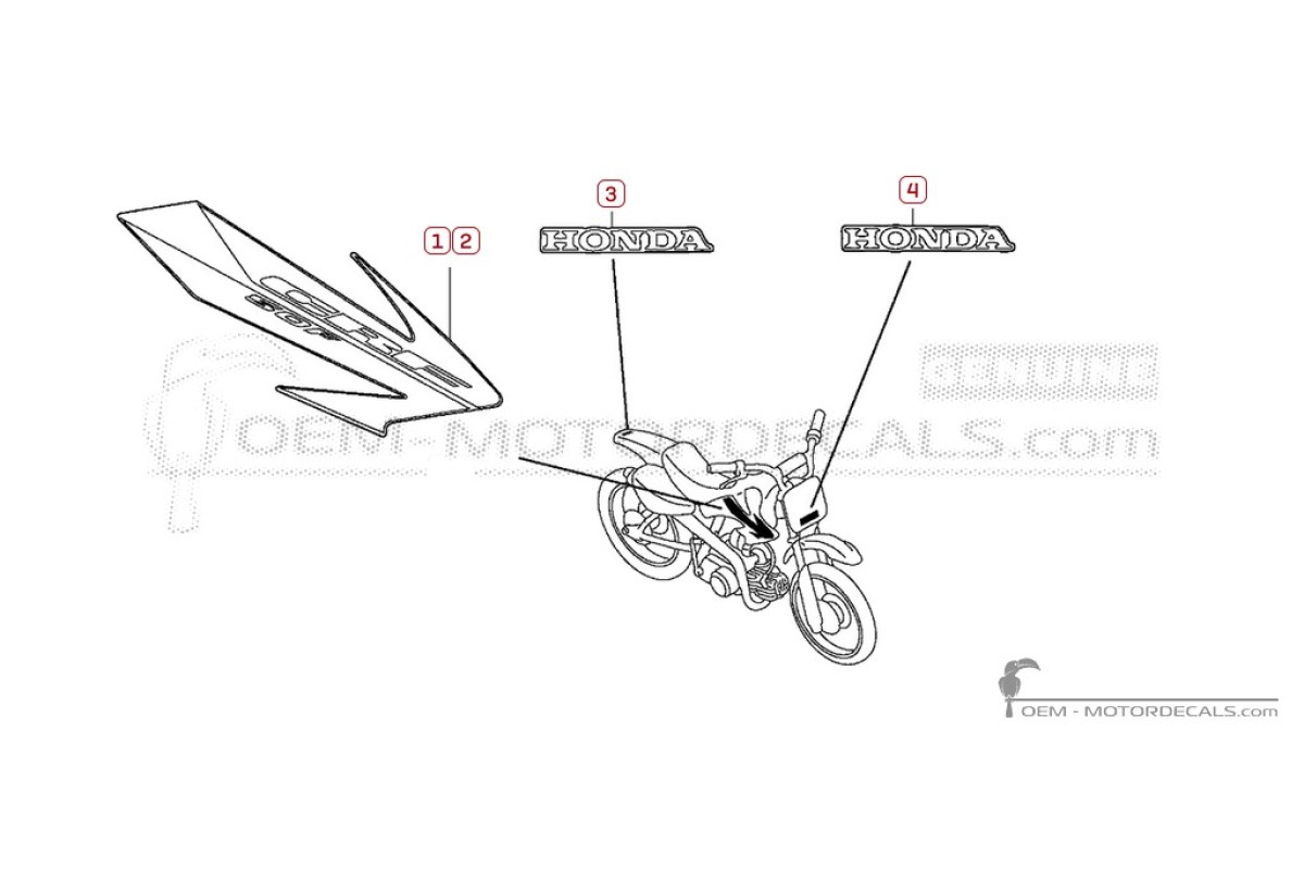 Aufkleber für Honda CRF50F 2006 • Honda OEM-Aufkleber