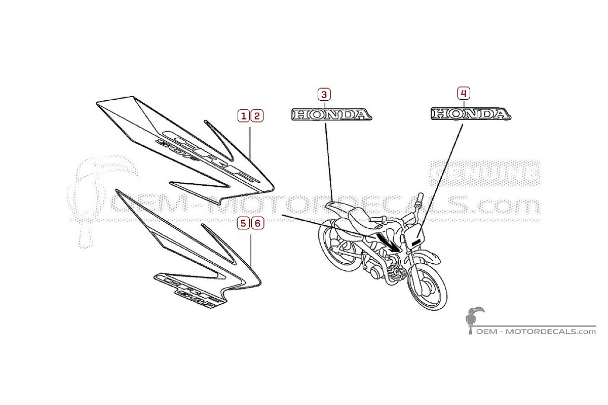 Aufkleber für Honda CRF50F 2007 • Honda OEM-Aufkleber