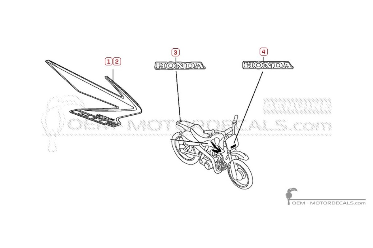 Aufkleber für Honda CRF50F 2008 • Honda OEM-Aufkleber