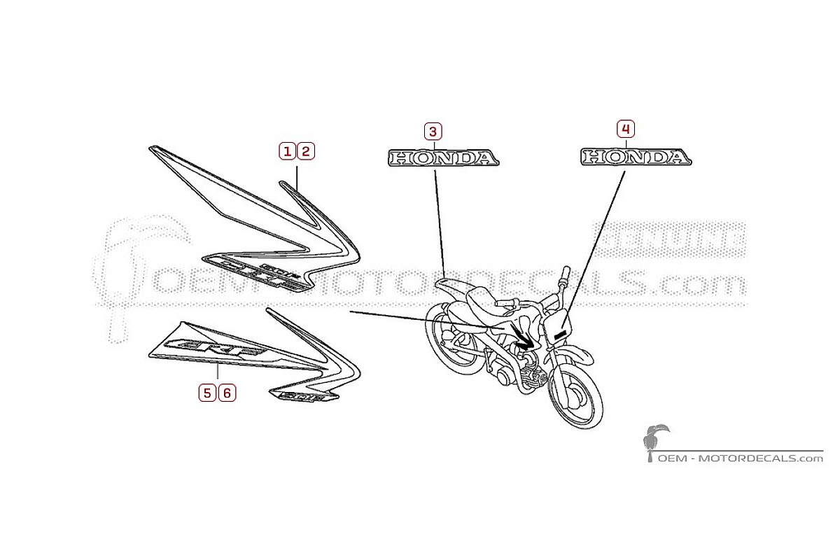 Aufkleber für Honda CRF50F 2010 • Honda OEM-Aufkleber