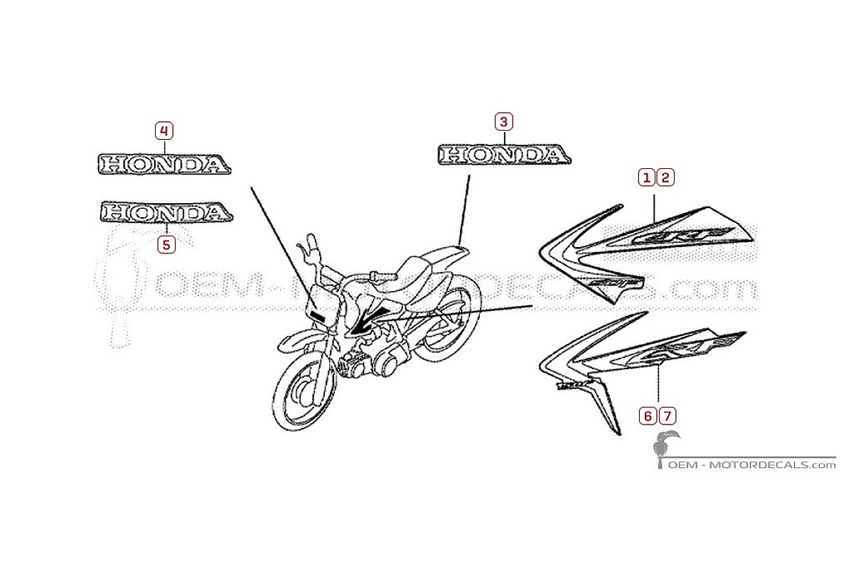 Decals for Honda CRF50F 2012 • Honda OEM Decals