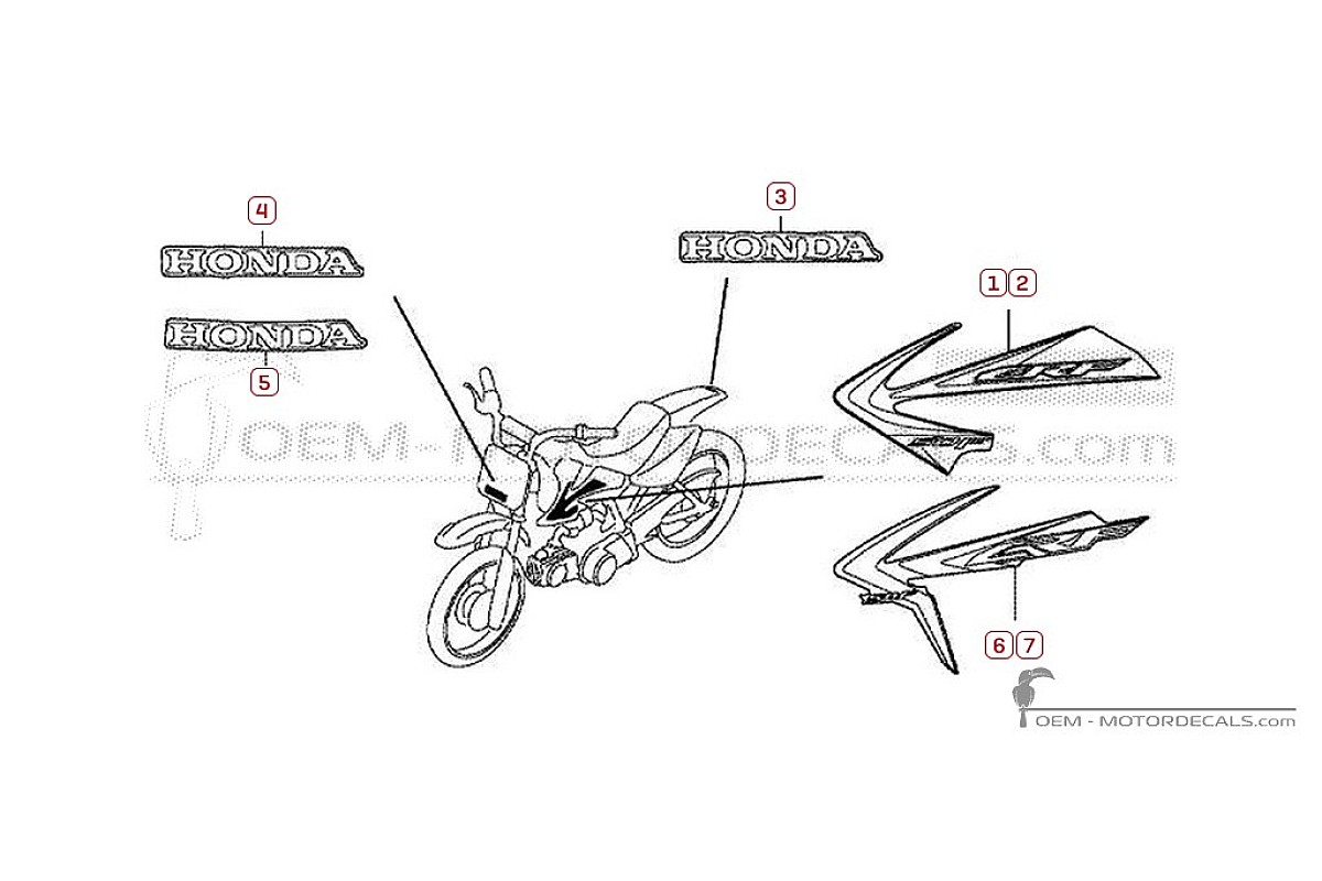 Aufkleber für Honda CRF50F 2014 • Honda OEM-Aufkleber