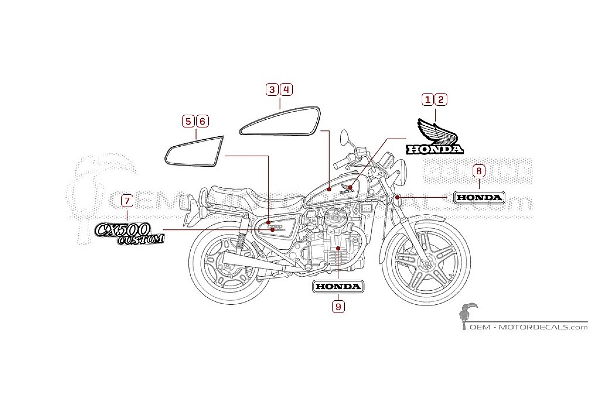Aufkleber für Honda CX500C CUSTOM 1979 • Honda OEM-Aufkleber