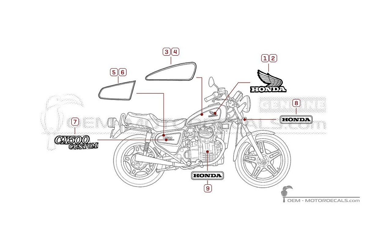 Naklejki do Honda CX500C CUSTOM 1979 • Honda Naklejki OEM