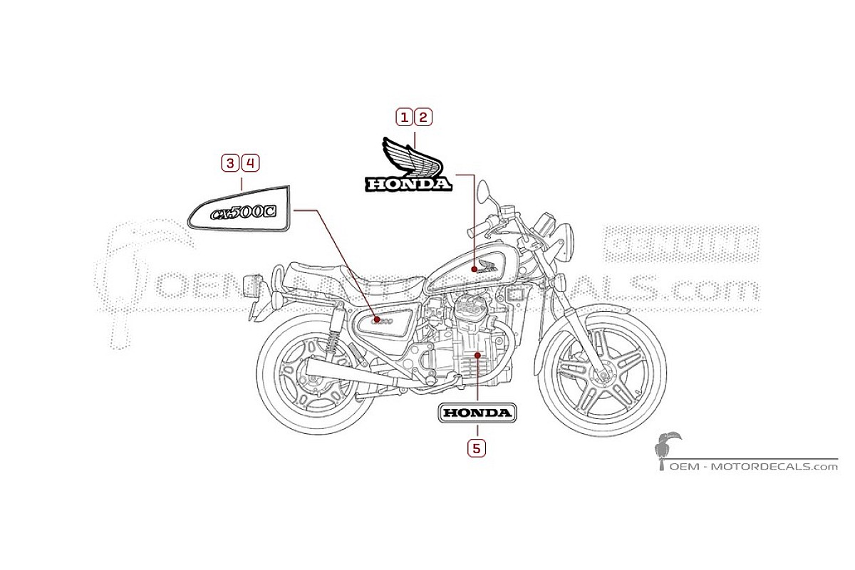 Aufkleber für Honda CX500C CUSTOM 1981 • Honda OEM-Aufkleber