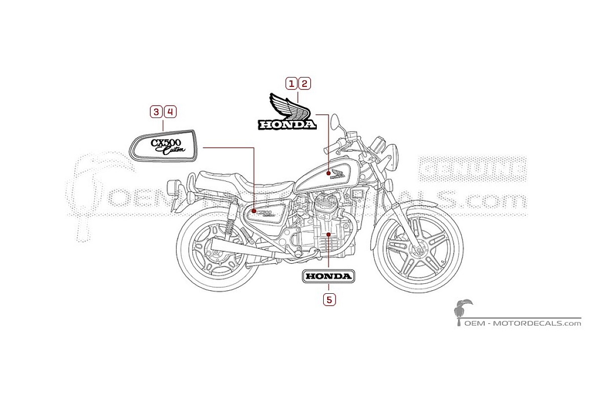 Aufkleber für Honda CX500C CUSTOM 1982 • Honda OEM-Aufkleber