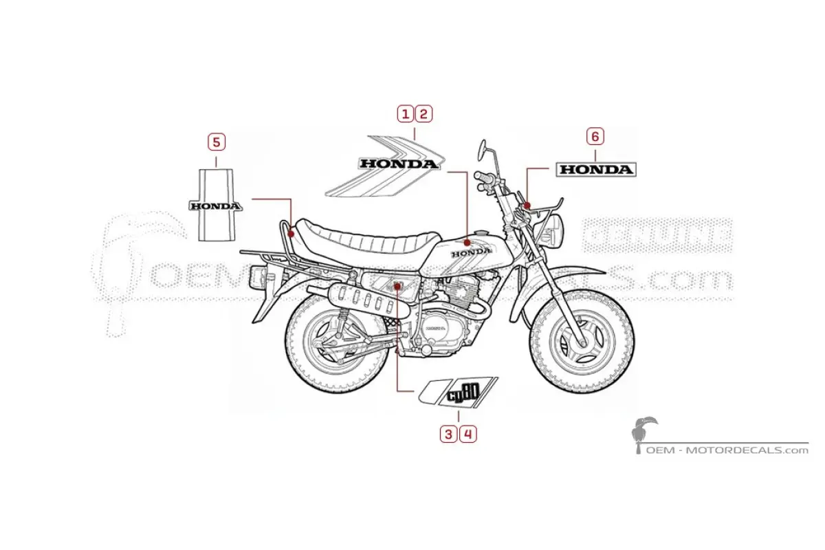 Decals for Honda CY80 1979 • Honda OEM Decals