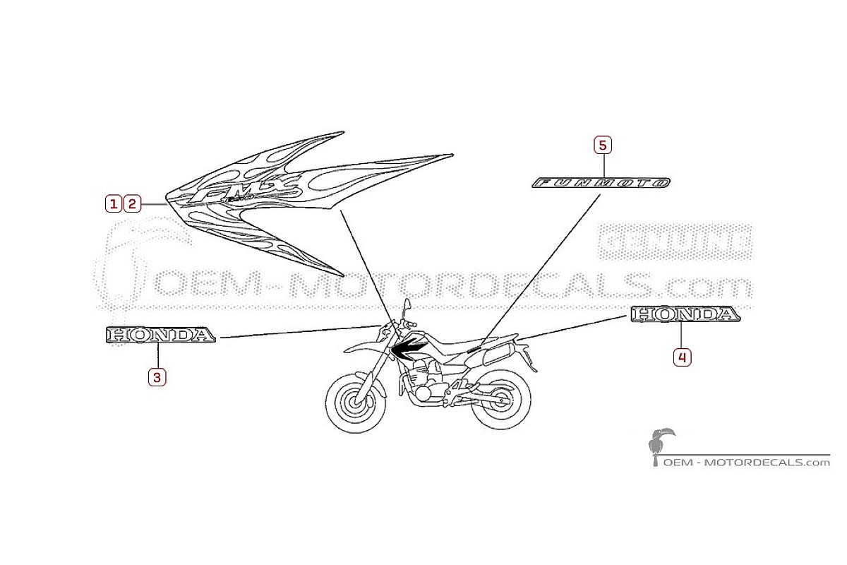 Aufkleber für Honda FMX650 2005 • Honda OEM-Aufkleber