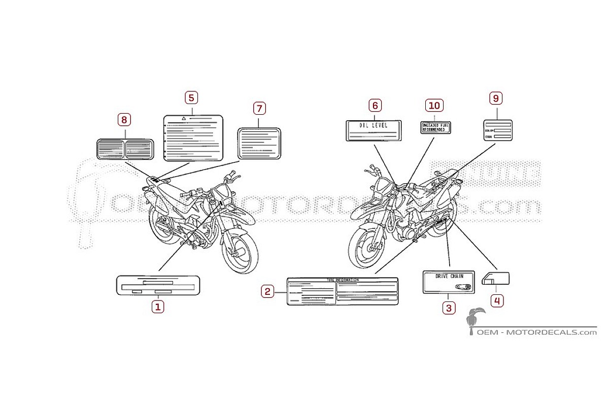 Aufkleber für Warnhinweise • Honda OEM-Aufkleber