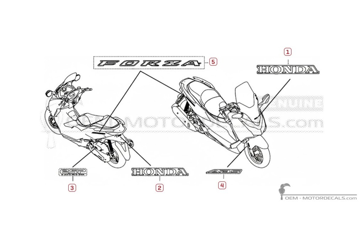 Stickers voor Honda FORZA 125 2015 • Honda OEM Stickers